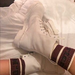 Dr. Martens 1460 White Mono Smooth Ankle Boots